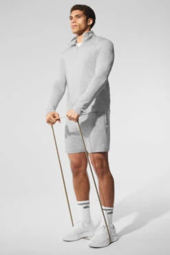 Conquer 1/4 Zip Reform Long Sleeve - Athletic Heather Grey -Alo Yoga Shop M3193R 02910 b1 s1 a4 1 m198