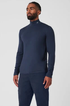 Conquer Reform Mock Neck Long Sleeve - Navy -Alo Yoga Shop M3218R 03842 b1 s3 a2 1 m154