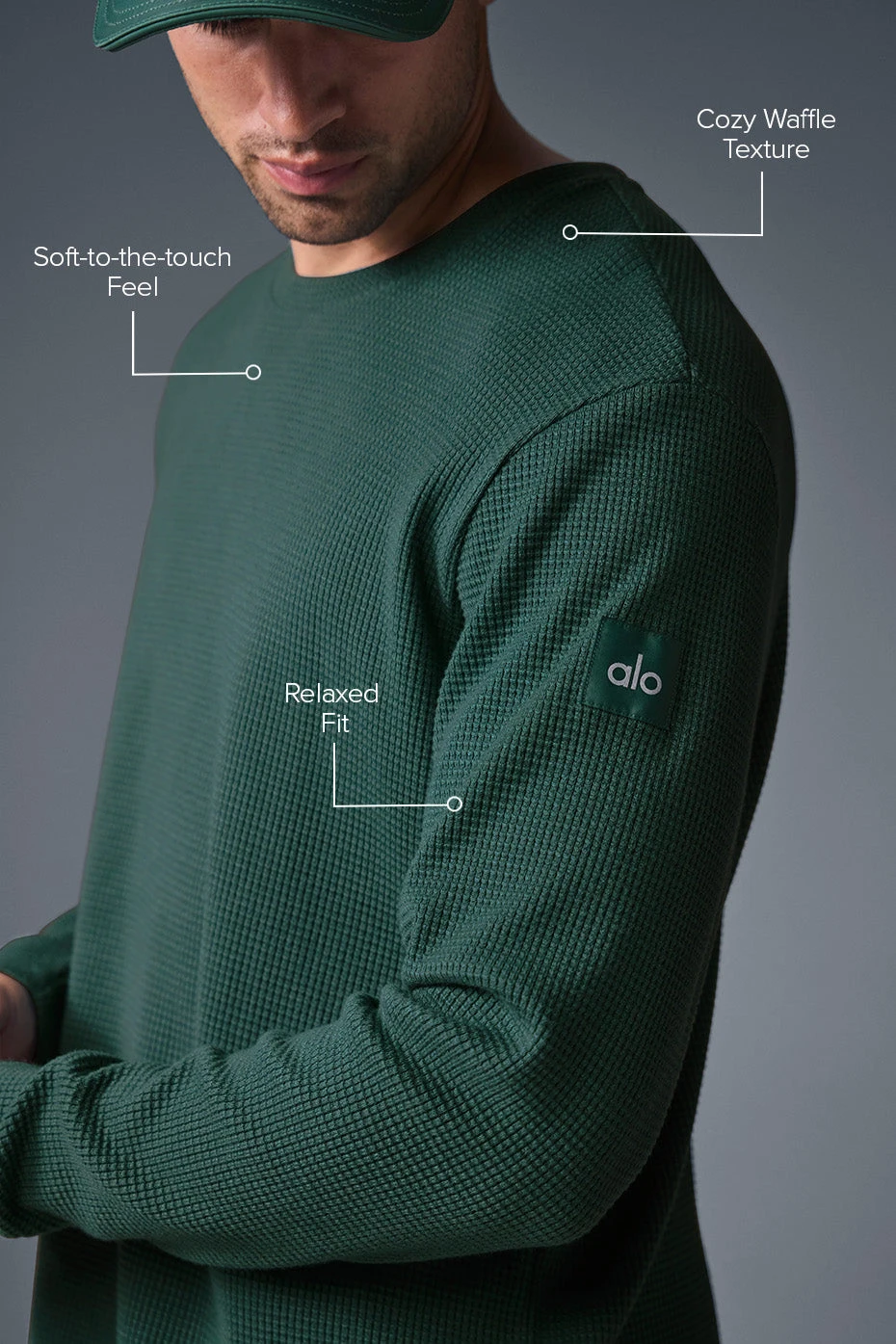 Elevate Waffle Long Sleeve Crew - Winter Ivy 2 Elevate Waffle Long Sleeve Crew - Winter Ivy - Image 2