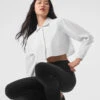 Cropped Take Me Out Button Up - White