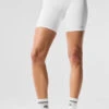 7" High-Waist Biker Short - White