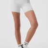 5" Airbrush High-Waist Biker Short - White